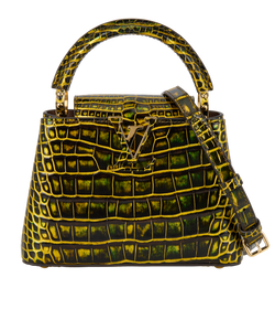 Mini Capucines, Crocodile, Gold/Black/Green, NFC, DB/B/S/RC, 3*